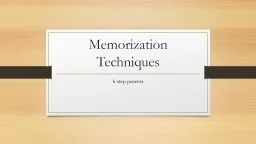Memorization Techniques