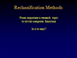 Reclassification Methods
