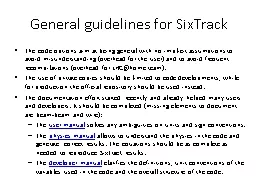 General guidelines for