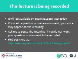 This lecture is being recorded