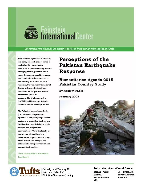 Perceptions of the Pakistan Earthquake