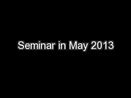 Seminar in May 2013