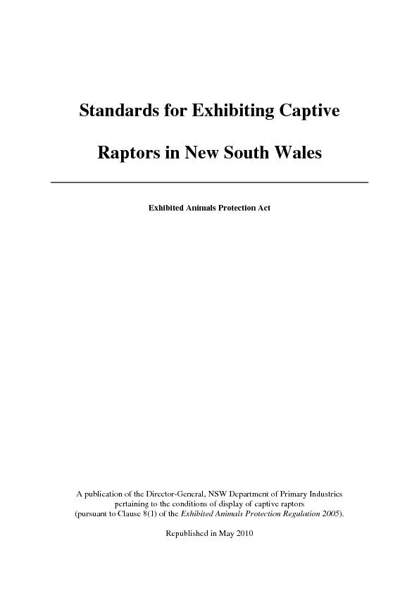 Standards for Exhibiting Captive  Raptors in New South Wales