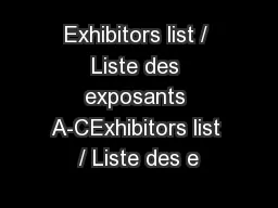 Exhibitors list / Liste des exposants A-CExhibitors list / Liste des e