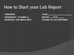 How to Start your Lab Report