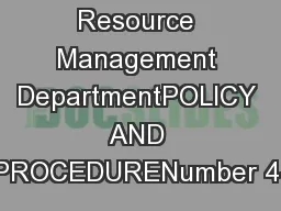 Permit and Resource Management DepartmentPOLICY AND PROCEDURENumber 4-