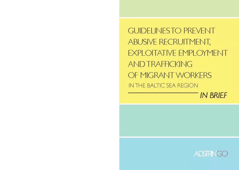 GUIDELINES TO PREVENT ECRUITMENT, LOYMENT NT WORKERSLTIC