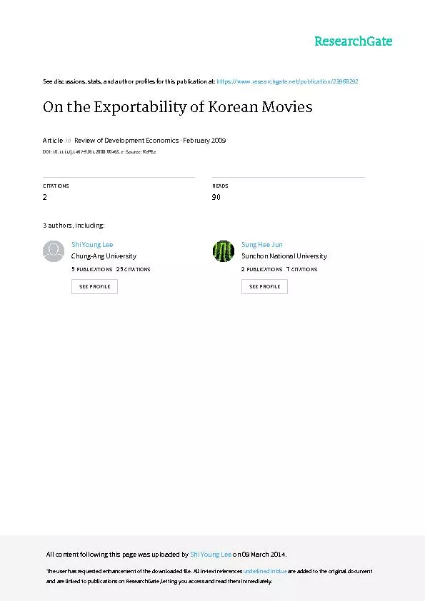 OntheExportabilityofKoreanMoviesShiYoungLee,Eun-meeKim,andSungHeeJun*T