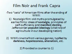 Film Noir and Frank Capra