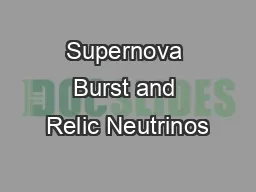 Supernova Burst and Relic Neutrinos