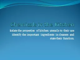 Chemicals in the Kitchen