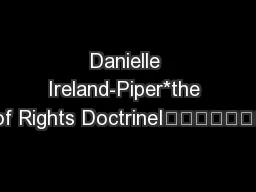 Danielle Ireland-Piper*the Abuse of Rights DoctrineI