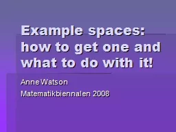 Example spaces: how to get one and what to do with it!
