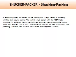 SHUCKER-PACKER - Shucking-Packing
