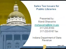 Sales Tax Issues for Public Libraries