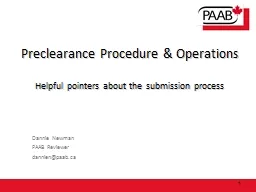 Preclearance Procedure & Operations