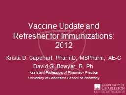 Vaccine Update and Refresher for Immunizations: 2012