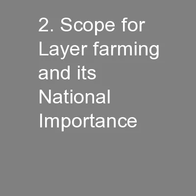 2. Scope for Layer farming and its National Importance