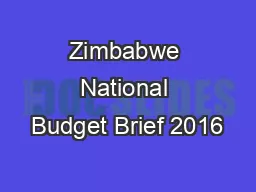 Zimbabwe National Budget Brief 2016