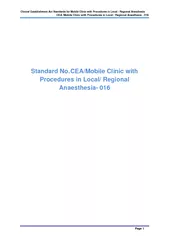 Clinical Establishment Act Standards for Mobile Clinic