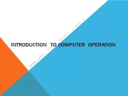 Introduction to Computer Operation