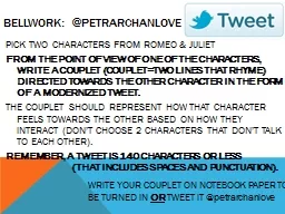 PICK TWO CHARACTERS FROM ROMEO & JULIET