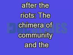 Tottenham after the riots: The chimera of community and the