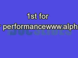 1st for taste1st for performancewww.alphafeeds.com