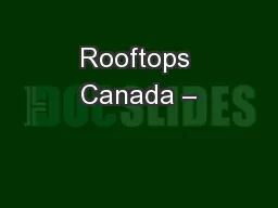Rooftops Canada –
