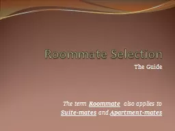 Roommate Selection