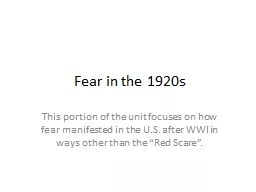 Fear in the 1920s