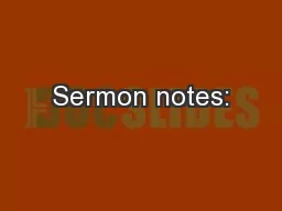 Sermon notes: