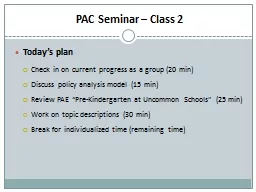 PAC Seminar – Class 2