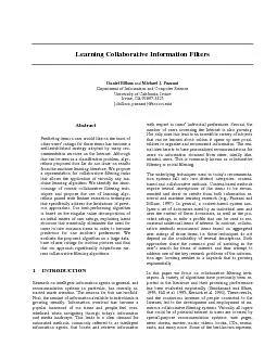 Learning Collaborative Information Filters