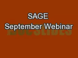 SAGE September Webinar