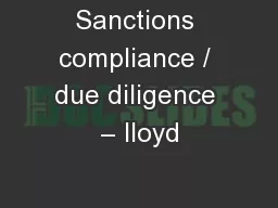 Sanctions compliance / due diligence – lloyd