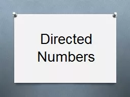 Directed Numbers