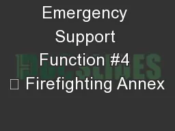 Emergency Support Function #4 – Firefighting Annex