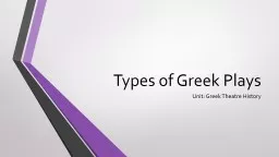 Types of Greek Plays