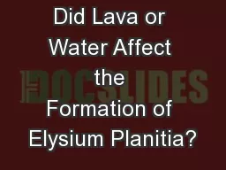 Did Lava or Water Affect the Formation of Elysium Planitia?