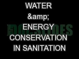WATER & ENERGY CONSERVATION IN SANITATION