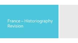France – Historiography Revision
