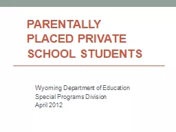 Parentally Placed Private School Students