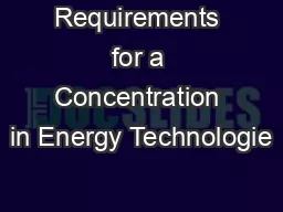 Requirements for a Concentration in Energy Technologie