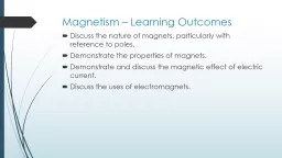 Magnetism – Learning Outcomes
