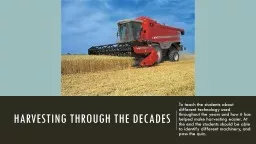 Harvesting Through The Decades