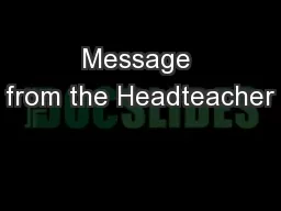 Message from the Headteacher
