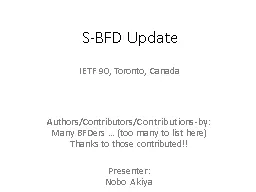 S-BFD Update