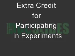 Extra Credit for Participating in Experiments