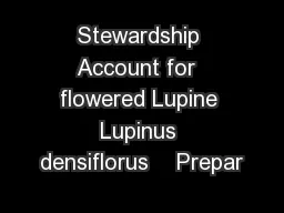 Stewardship Account for  flowered Lupine Lupinus densiflorus    Prepar